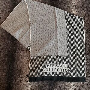 Versace Collection Black & White Wool Scarf